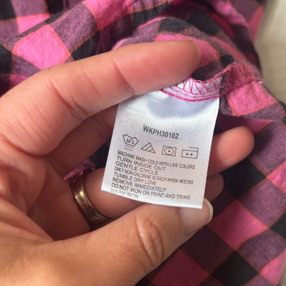 Twenty X Pink Black Plaid Western Shirt Ruffle Sleeves Beaded Yoke Medium Y2K - Picture 6 of 9